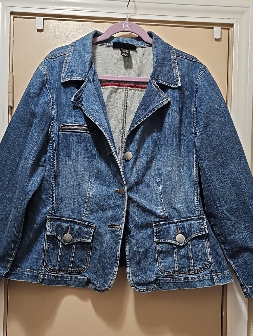 Venezia Blue Denim Jacket with Button Front